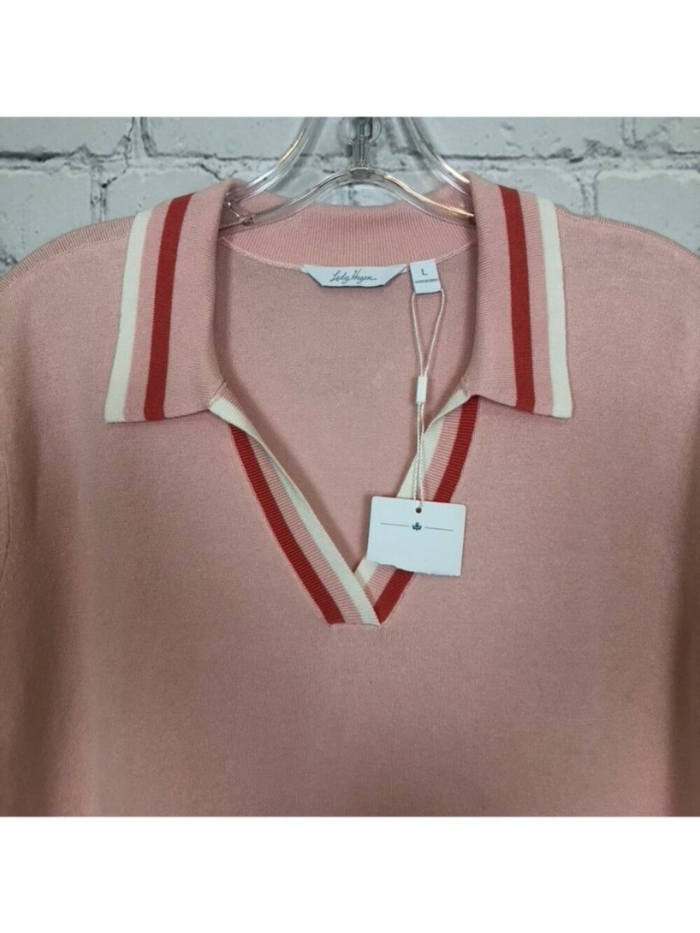 NWT Lady Hagen Pink Knit Polo Size L - Picture 2 of 6
